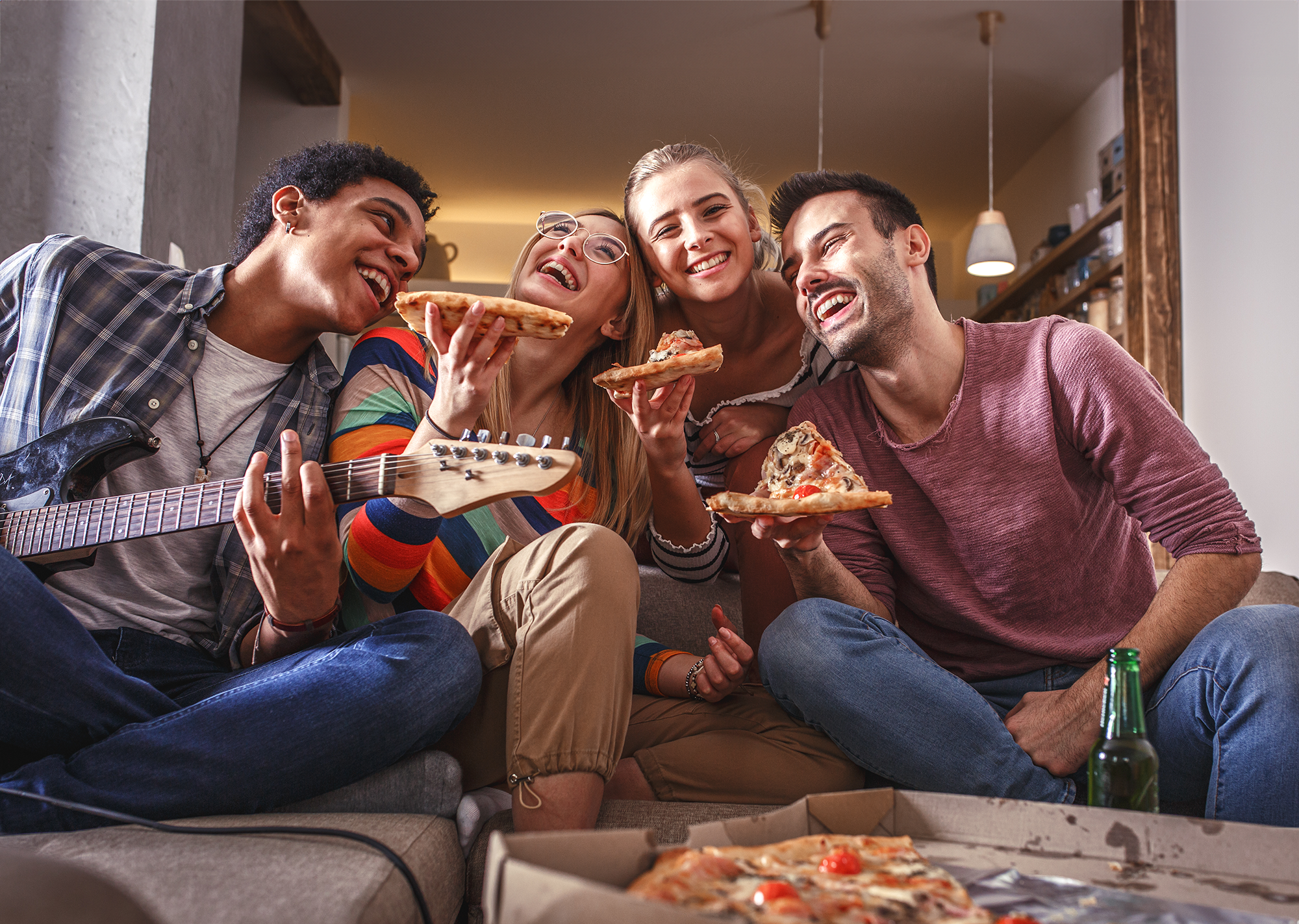 Friends Eating Pizza